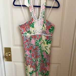 LILLY PULITZER Lace Halter Dress Flower Butterfly